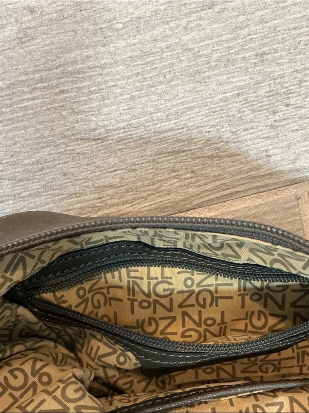 Ellington Taupe Leather Hobo with Front Flap Magnetic Pockets Zipper Closure